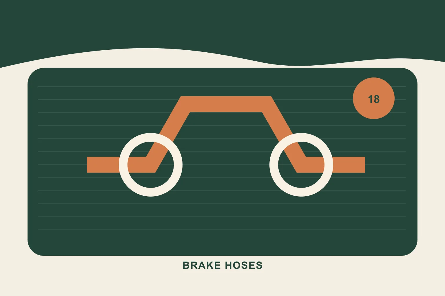Flexible hydraulic brake hose with crimped fittings and routing brackets technical identification illustration for a Toyota RAV4 wholesale inquiry