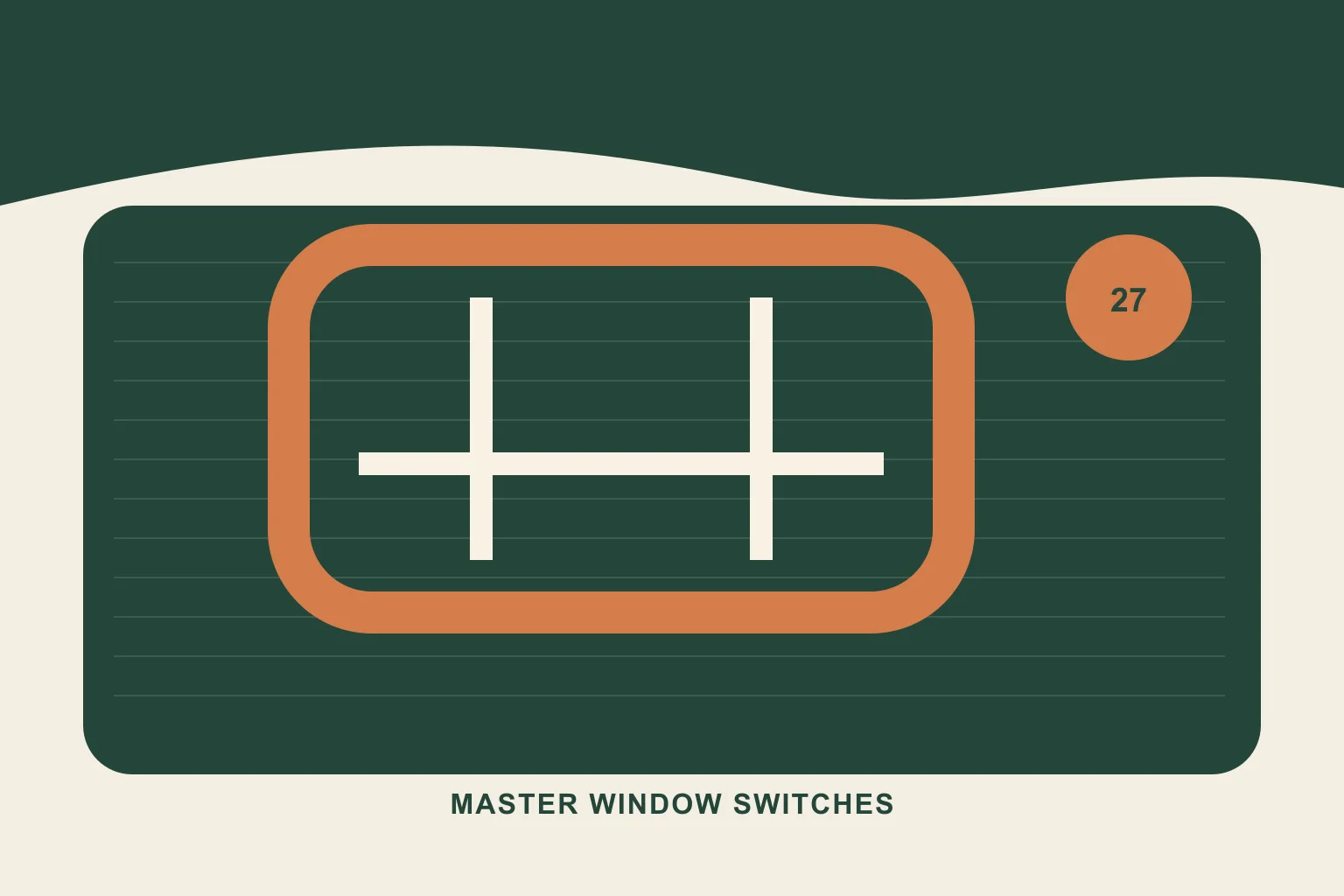 Driver door master switch panel with buttons, bezel and keyed connectors technical identification illustration for a Toyota RAV4 wholesale inquiry
