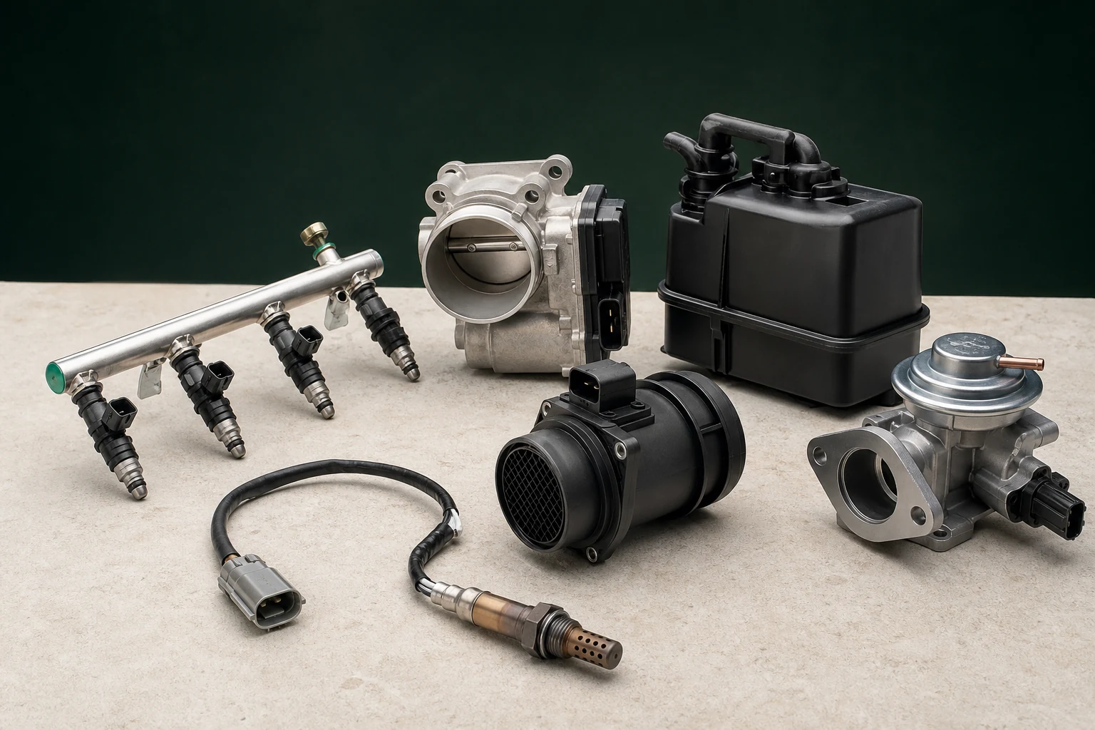 Unbranded throttle body, injectors, airflow meter, oxygen sensor and intake parts