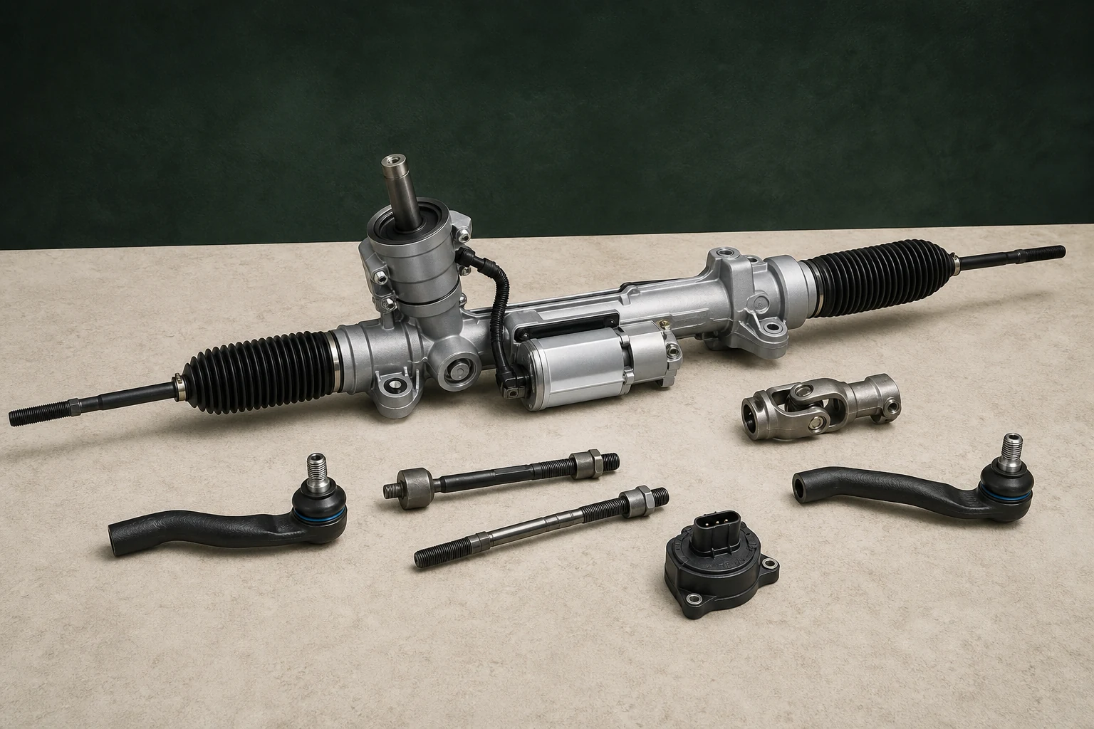 Unbranded steering racks, tie rods, steering joint and rack mount components