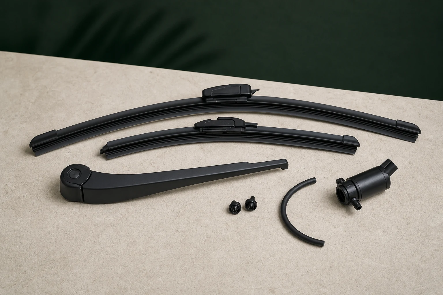 Unbranded front and rear wiper blades, wiper arm and washer pump